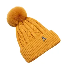 Модная женская Шапка-бини с меховым колокольчиком и буквенным принтом, однотонная кашемировая зимняя шапка с воротником, толстая вязаная теплая шапка sombrero mujer# Y