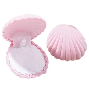 

1Pcs A sea shell Shape Luxury Velvet Ring Box earring ring earring jewelry case(pink)