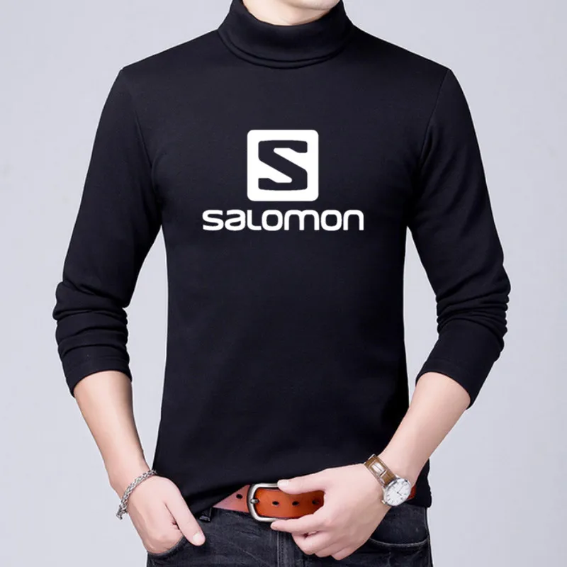 

2019 New Salomon Print Autumn Winter Men's Sweater Men Turtleneck Casual Sweater Men's Slim Fit Brand Knitted Pullovers M-2XL