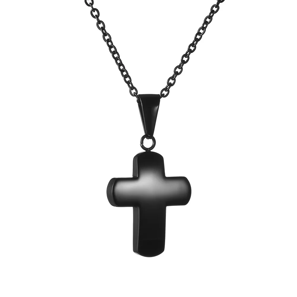Elegant Stainless Steel Cross Necklace - Timeless Religious Pendant with 50cm Chain