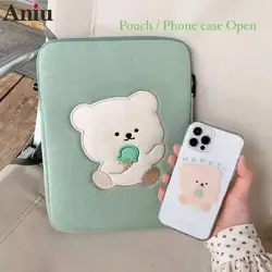 Urso verde 11 polegada luva do portátil saco para ipad ar 4 sorvete mac pro 9.7 10.8 13 14.5 15 polegada portátil tablet caso interno saco