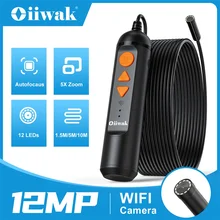 

Oiiwak 12MP Car Endoscope Autofocus WiFi Endoscope Mini Camera 5X Zoom Camera Endoscope for Android IOS Underwater Camera