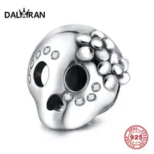 DALARAN серебряный шарм 925 Череп CZ Бусины Подходят браслет или ожерелье с шармами 925 стерлингового серебра ювелирные изделия подарок на Хэллоуин