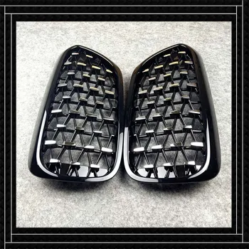 

Top quality black+silver and full black Diamond Grille Meteor style mesh grille styling ABS For new 5 series G30 G38 17-19