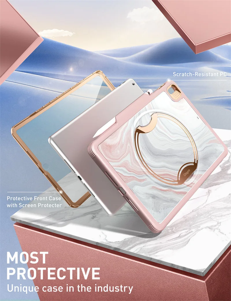 CLAYCO Nebula Case For iPad 10.2 Case (2021/2020/2019) With Built-in Screen Protector Full Body Heavy Duty Protective Case