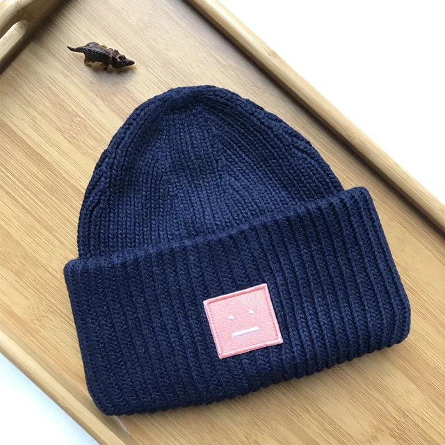 AC Studios Smiling face Beanie Skull Caps knitted Cashmere Eye Warm Couple Lovers Acne Hats Tide Street Hip-hop Wool Cap Adult 15