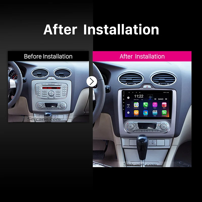 Sale Seicane Android 9.0/ 8.1 9" Car Radio For 2004-2011 Ford Focus Exi AT 2DIN Stereo GPS Navigation Bluetooth Multimedia Player 2