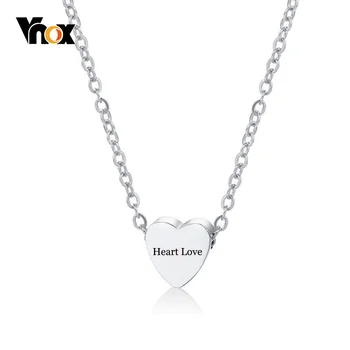 

Vnox Heart Love Charm Necklaces for Women Free Engraving Name Stainless Steel Choker Necklace Collar Gifts