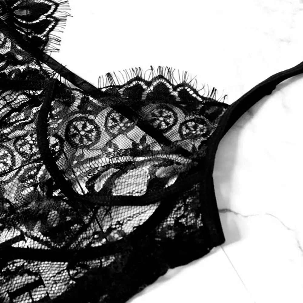 Женское сексуальное кружевное черное нижнее белье, стринги, одежда для сна ночнушка, открытая спина, v-образный вырез, однотонное Прозрачное мини-платье, хит