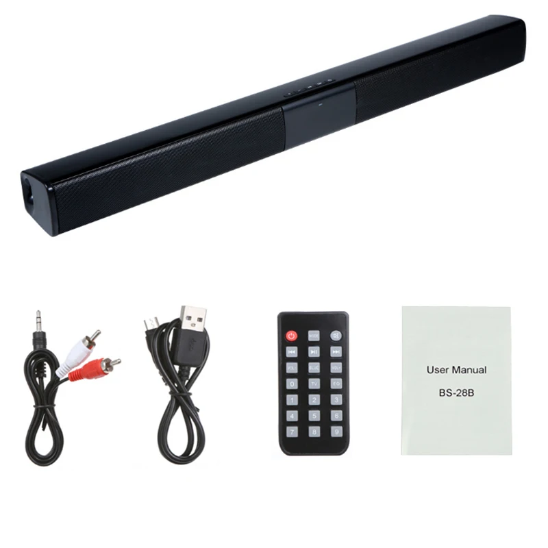 20W Wireless Bluetooth Soundbar Stereo Speakers Home Theater PC TV Sound Bar Surround Sound System AUX TF FM Radio Column BS28B 6