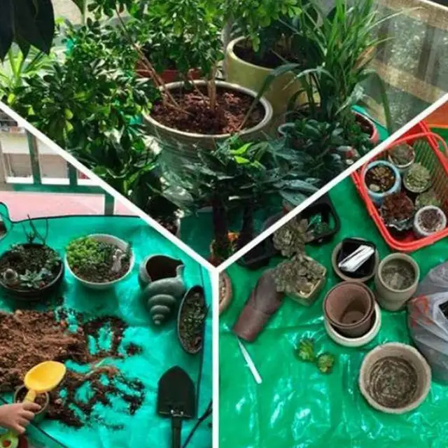 68*68 Cm -Es Ültetési Szőnyeg Pe Kertész Cserepes Kertészpárnák Vízálló Újrafelhasználható Virágkertészet Szőnyegek Átültetve Összecsukható Pad - Image 6