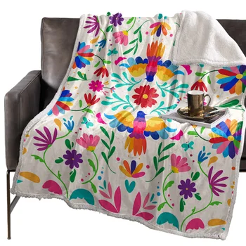 

Brightly Colored Flowers Birds Blanket Floral Fleece Blanket for Kids Girl Couch Soft Plush Bedspreads Quilt Drop Ship Blankets
