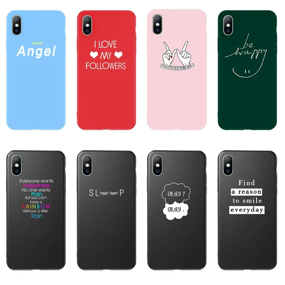 

KJOEW Simple Letter Case For iPhone 7 6 6S 8 Plus Phone Cases For iPhone X XR XS Max Finger Love Soft TPU Full Back Cover Case