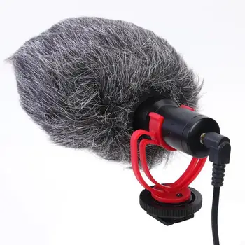 

Interview Condenser Microphone Recording Mic w/ Windshield Anti-Shock Mount with 3.5mm TRS/TRRS for DSLR Camera Camcorder