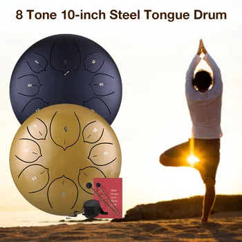 

Steel Tongue Drum 8 Tone 10 Inch Handmade Wear-resistant Drum With Silicone Foot Pads Yoga Meditation Instruments Accessories