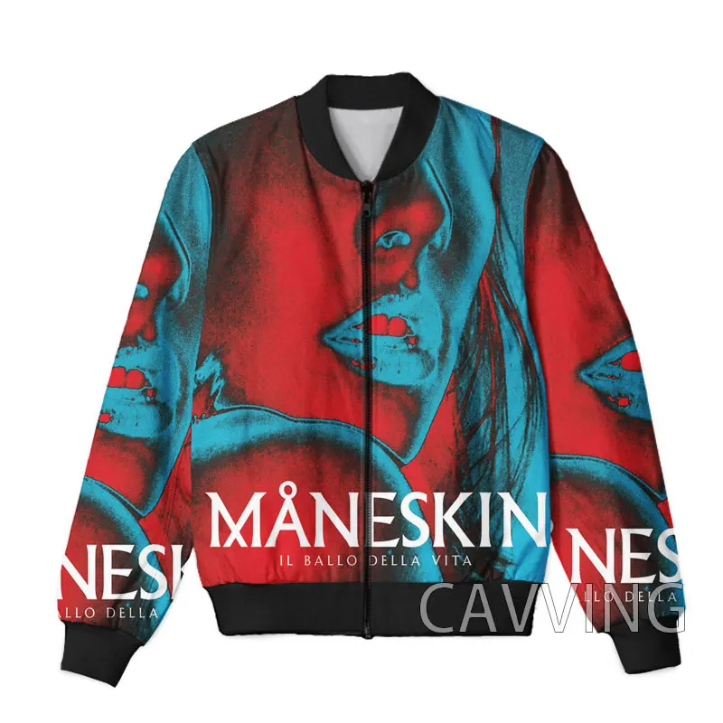 New Fashion Women/Men's  3D Print  Maneskin Band   Zipper Bomber Jackets Men Overcoat Mens Coat Zip Up Jackets 4