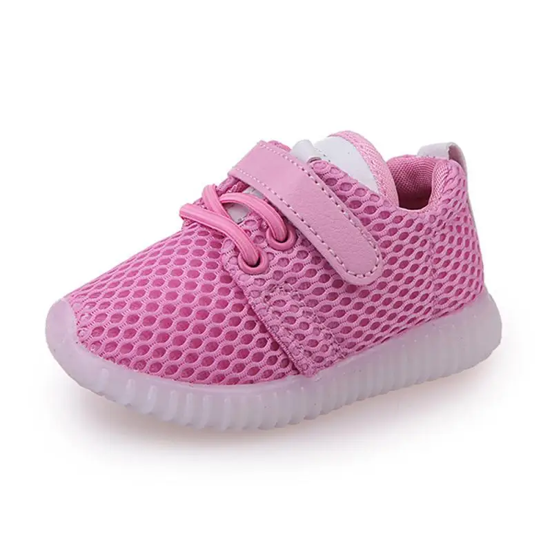 Baby Shoes Led Lights Soft Breathable Toddler Children Rubber Shoes Sneaker Net Bottom Sports Flash Shoes Summer New Arrival Hot