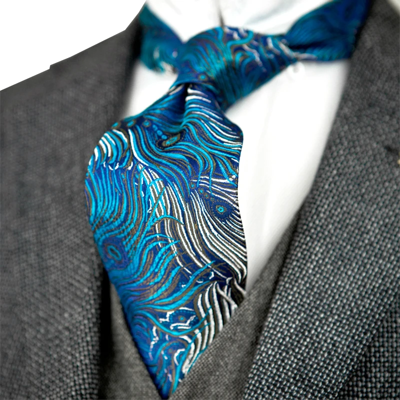 Галстук мужской из 100% шелка с узором павлинье перо|jacquard woven|fashion men tiesmen fashion ties |