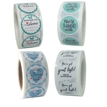 

500pcs Roll Stickers Wedding Party Business Seal Label Handmade with Love Gift Box Decor Accessory Thanksgiving Tag