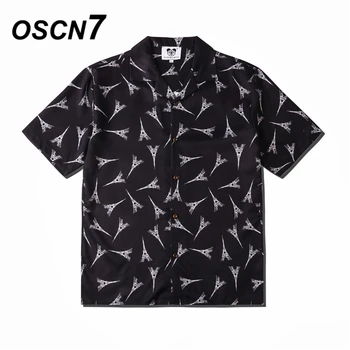 

OSCN7 Casual Street Printed Short Sleeve Shirt Men 2020 Hawaii Beach Oversize Women Fashion Harujuku Shirts for Men CS105