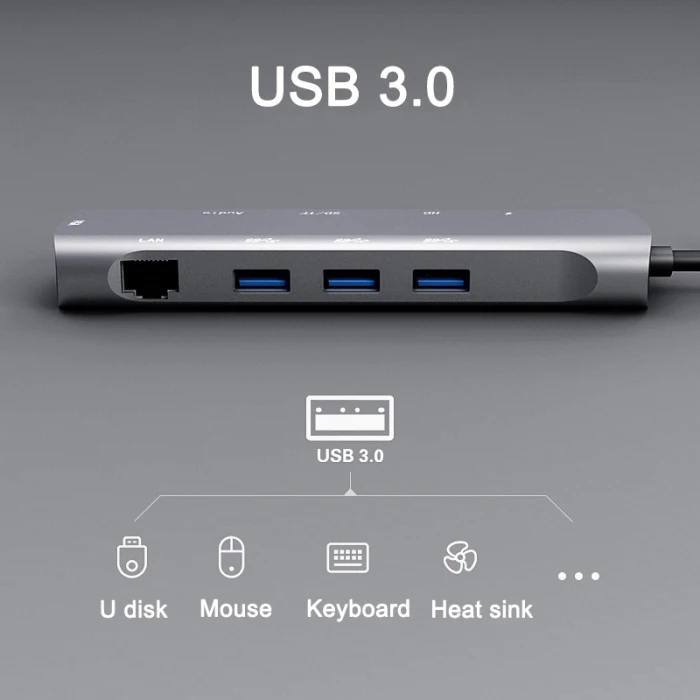 Набор контактов для тестирования 10 в 1 Тип C на HDMI VGA usb-хаб адаптер конвертер устройство для считывания с tf-карт для портативных ПК компьютер FKU66