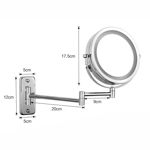 Folding Arm Extend Bathroom Mirror with LED Light