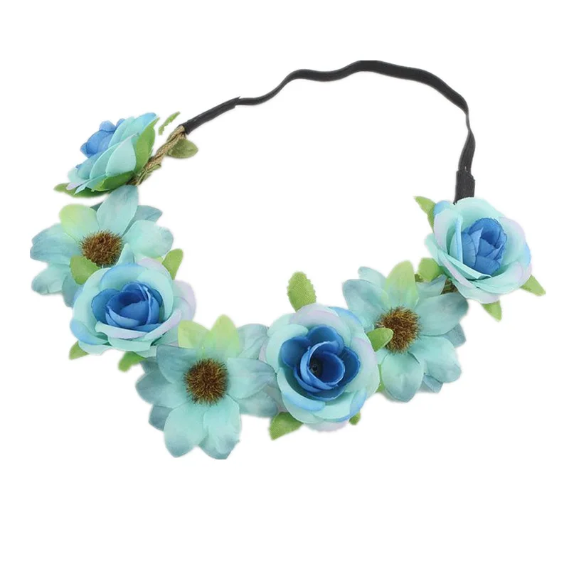 Rose flower headband small fresh photo accessories Bohemian seaside holiday wreath headdress - Цвет: 19-2