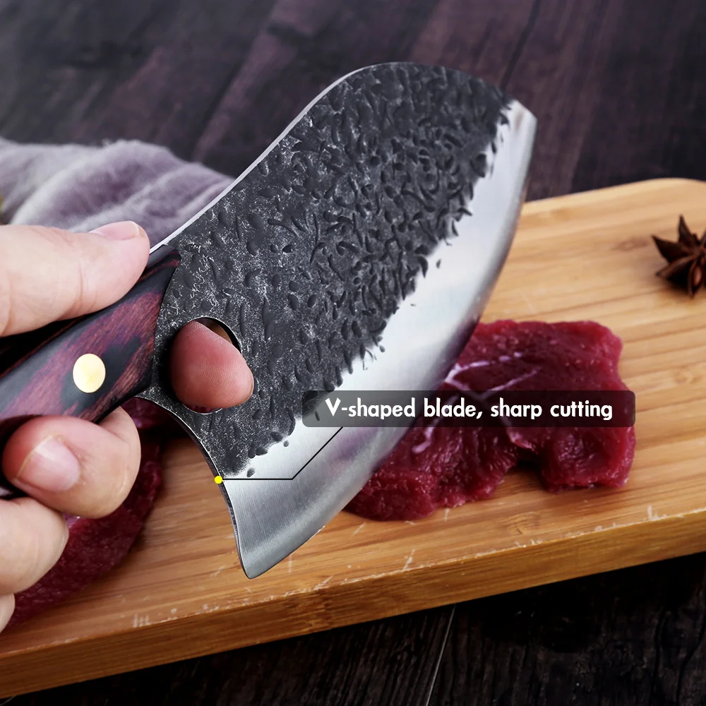 Dropship Qulajoy Serbian Chef Knife 6.7 Inch - High Carbon Steel Meat  Cleaver - Professional Japanese Full Tang Hammered Cutting Knife For  Kitchen Camping BBQ Outdoor to Sell Online at a Lower Price