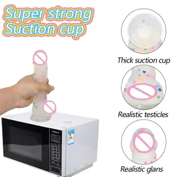 Jelly Multicolour Dildo for Female Masturbation Strong Suction Cup Penis Sex Toy for Women Massage Realistic Penis G-Spot Orgasm 3