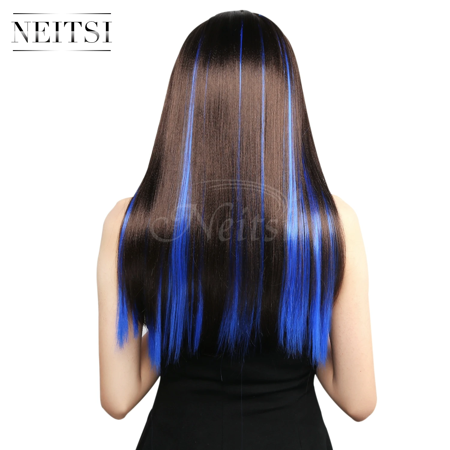 

Neitsi 20'' 2pcs/pack Synthetic Straight Long Single Hair Extensions Ombre Hairpiece Clip In Human #TF2517 Color Hairs Pieces