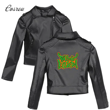 

Billie Eilish 3D Print Coat Jacket Hoodie PU Leather Jackets Tops Coats Long Sleeve Women Clothes Black Blouse