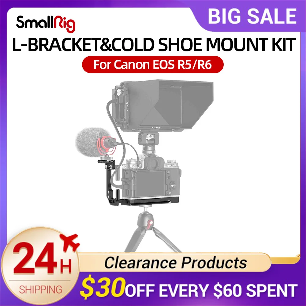 Smallrig Dslr Camera Cage L-Bracket & Ampcold Shoe Mount Kit Per Canon Eos R5/R6 3147