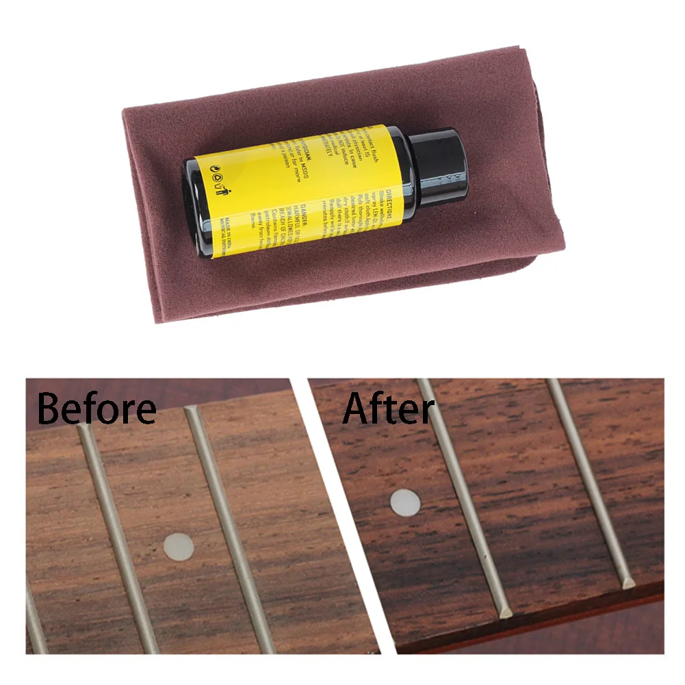 60ml Universal Nursing Effective Care Tool Cleaning Cloth Luster Restore Ukulele Guitar Fretboard Bass Lemon Oil Set Practical
