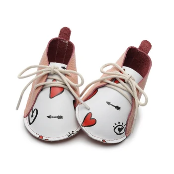 

Cartoon Sneakers Soft Soled lace UP Baby Shoes First Walkers Autumn Newborn Toddler Print Girls Shoes Anti-Slip Shoes