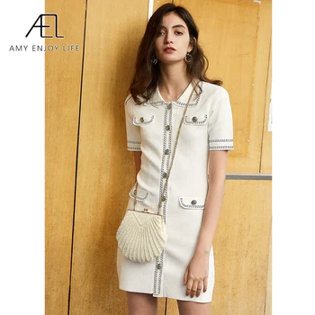 

AEL summer short sleeve dress women elegant glamorous white office lady dresses party clothes mini dress bodycon