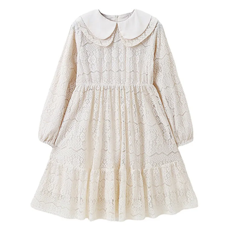 

4 to 14 years kids & teenager girls long sleeve lace overlay princess flare dress child girl fashion fall autumn formal dresses