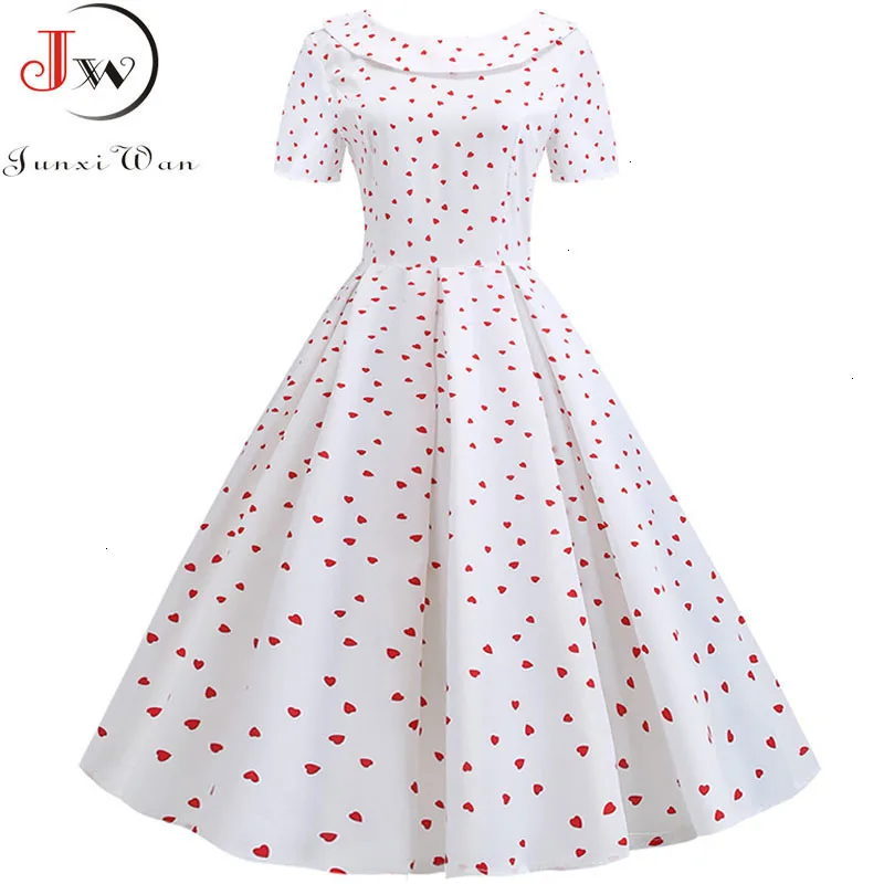 Vintage White Summer Dress Women Peter pan Collar Print Sweet Bow Midi Dresses Short Sleeve Elegant Party Plus Size Robe |
