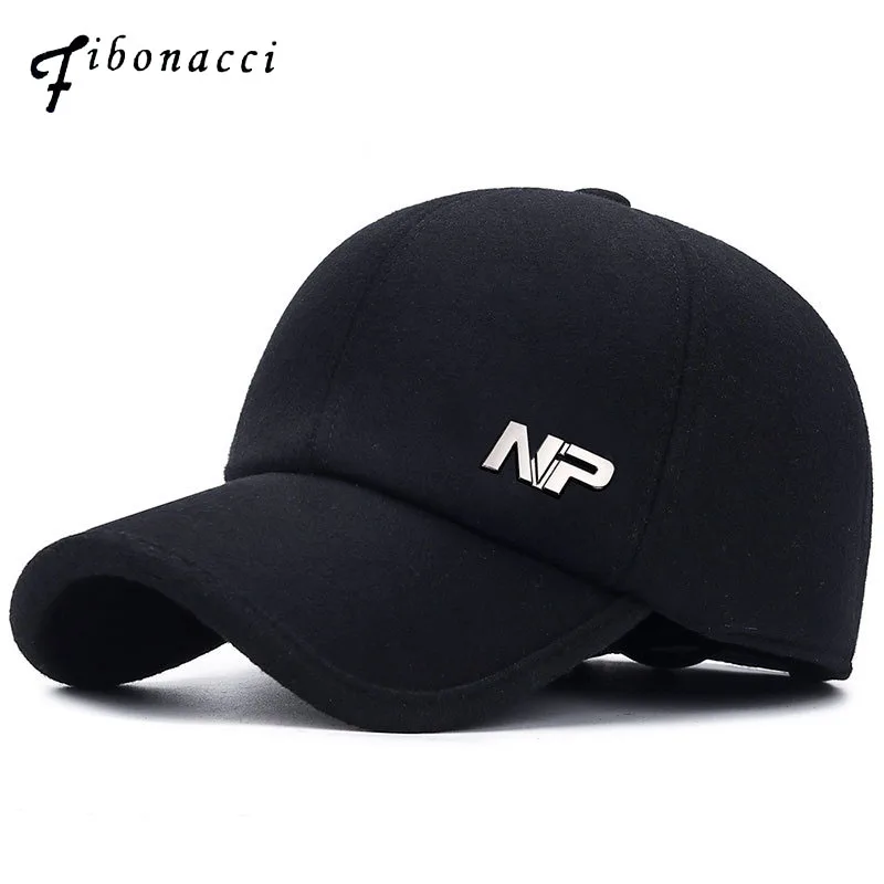 

Fibonacci Warm Nylon Winter Baseball Cap For Old Man Grandfather Snapback Hat Ear flap Bomber Hat Bone Dad Gorras