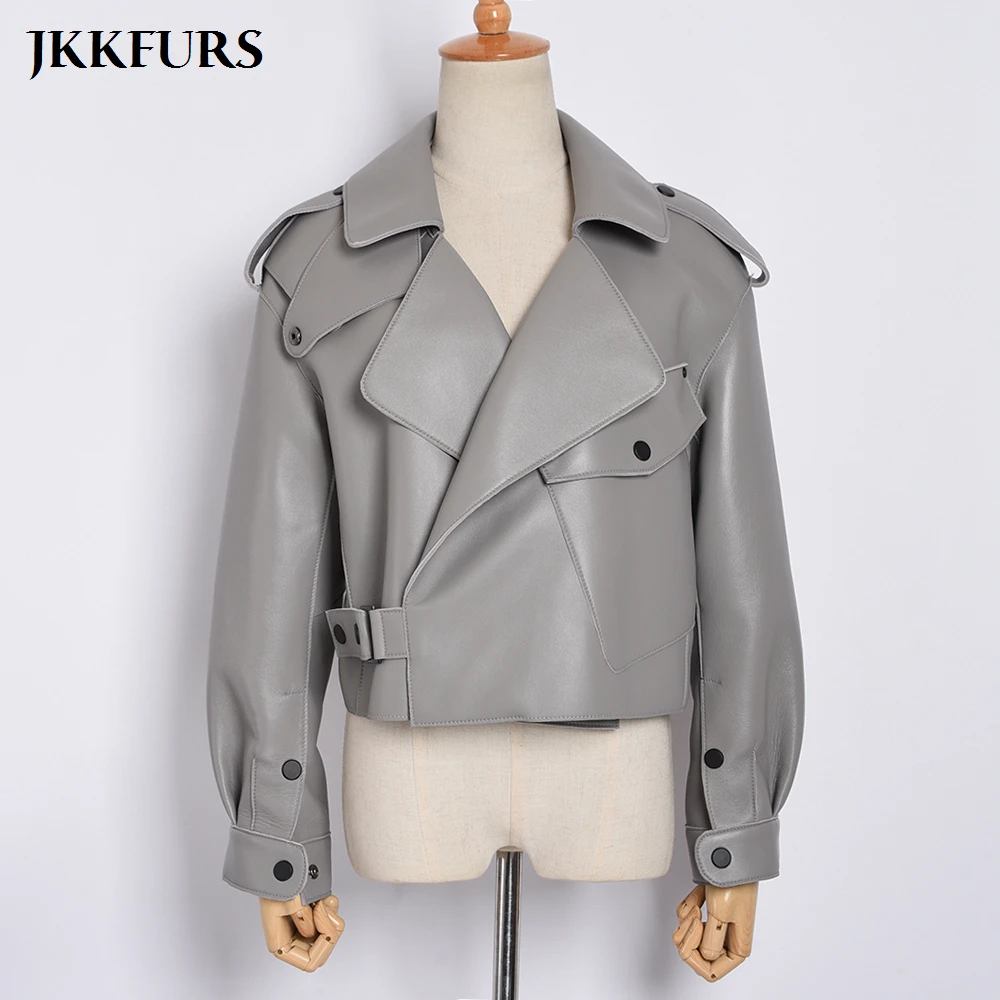 Женская куртка из натуральной кожи, новая мода, 8 цветов, кожаное пальто для женщин, овечья кожа S7547