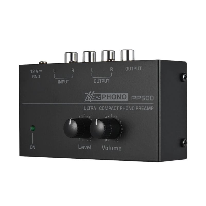 Pp500 Ultra-Compact Phono Preamp Preamplifier with Level & Volume Controls Rca Input & Output 1/4 Inch Trs Output InterfacesEu