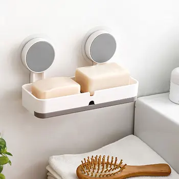 

Soap Drain Box Multifunctional Shelf Free Perforation Non-marking Sticker Hanging Soap Drain Rack for Bathroom Soap Box Tool