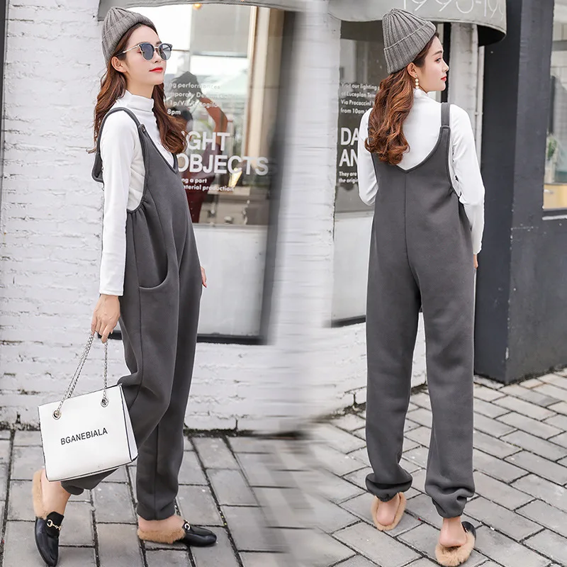 Комплекты одежды для беременных; осенние модные рубашки; комбинезон; 2 шт.; повседневные Комбинезоны; брюки для беременных женщин; большие размеры; костюм для беременных