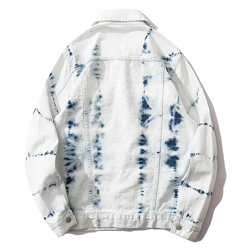 Мужская джинсовая куртка с принтом Tie Dye Ink, Мужская ковбойская куртка с отложным воротником, мужские куртки и пальто в стиле хип-хоп, верхняя одежда