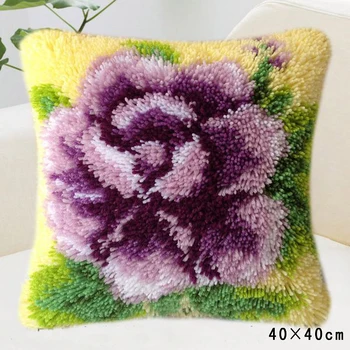 

Flowers Grass Coarse Wool Cross Stitch Carpet Embroidery Plant Series Segment Embroidery Pillow DIY Handmade Material Package