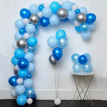 

105pcs Blue and Sliver Latex Metallic Pearl Balloon Arch Garland Kit Baby Shower Birthday Party Backdrop Background Decorations