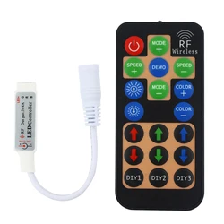 Mini Led RGB Remote Controller DC 12-24V 19key RF Wireless Controller with DC For 5050 3528 RGB Led Strip Tape Lighting