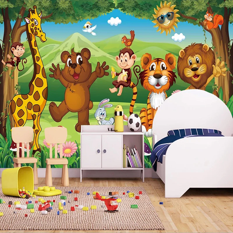 Custom-3D-Photo-Mural-Wallpaper-For-Kids-Room-Animal-Paradise-Cartoon-Children-House-Mural-Non-woven (3)
