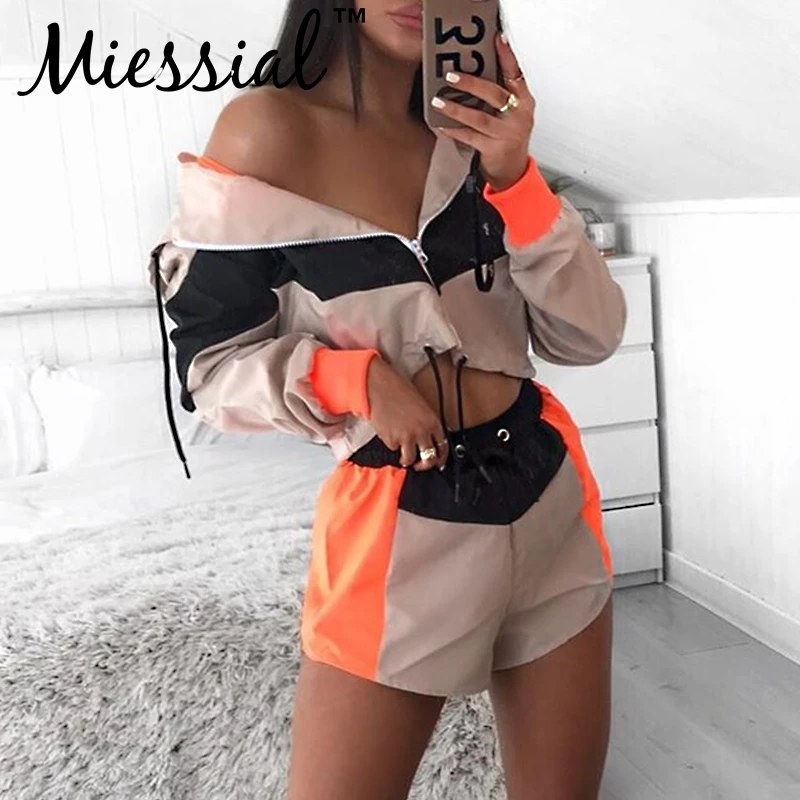 Miessial лоскутный комплект из 2 предметов костюм пляжного типа на молнии для женщин