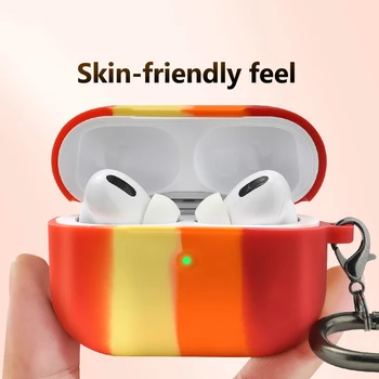 

Earphone Case For Airpods Pro Case Rainbow Silicone For Apple Air pods Pro 3 Cute Protective Cover Hearphone Accessorie Keychain