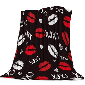 

Lip Print Red White Love New Soft Flannel Blanket Office Siesta Blanket Sofa Bed Blanket Bedroom Supplies